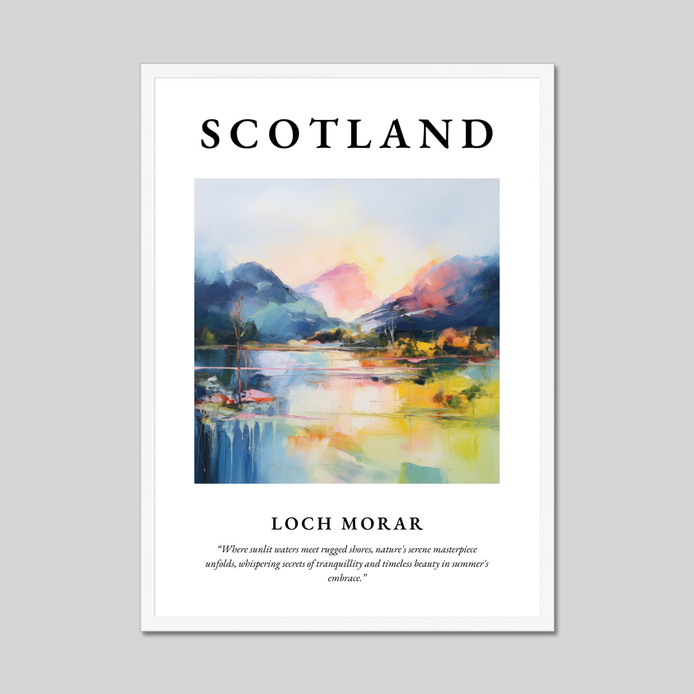 Poster in a white frame with the word Scotland