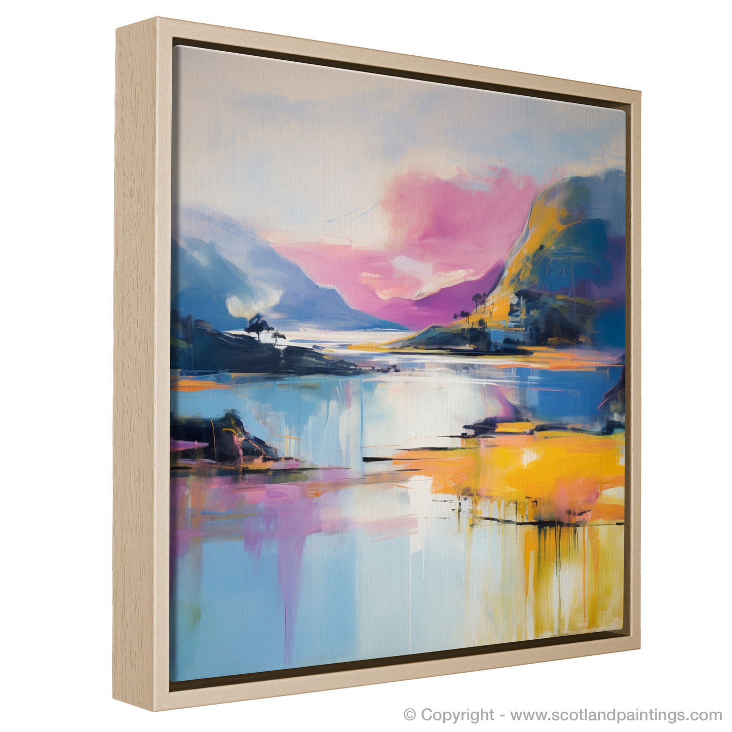 Painting and Art Print of Loch Morar, Highlands in summer entitled "Highland Mirage: Loch Morar in Summer Abstraction".