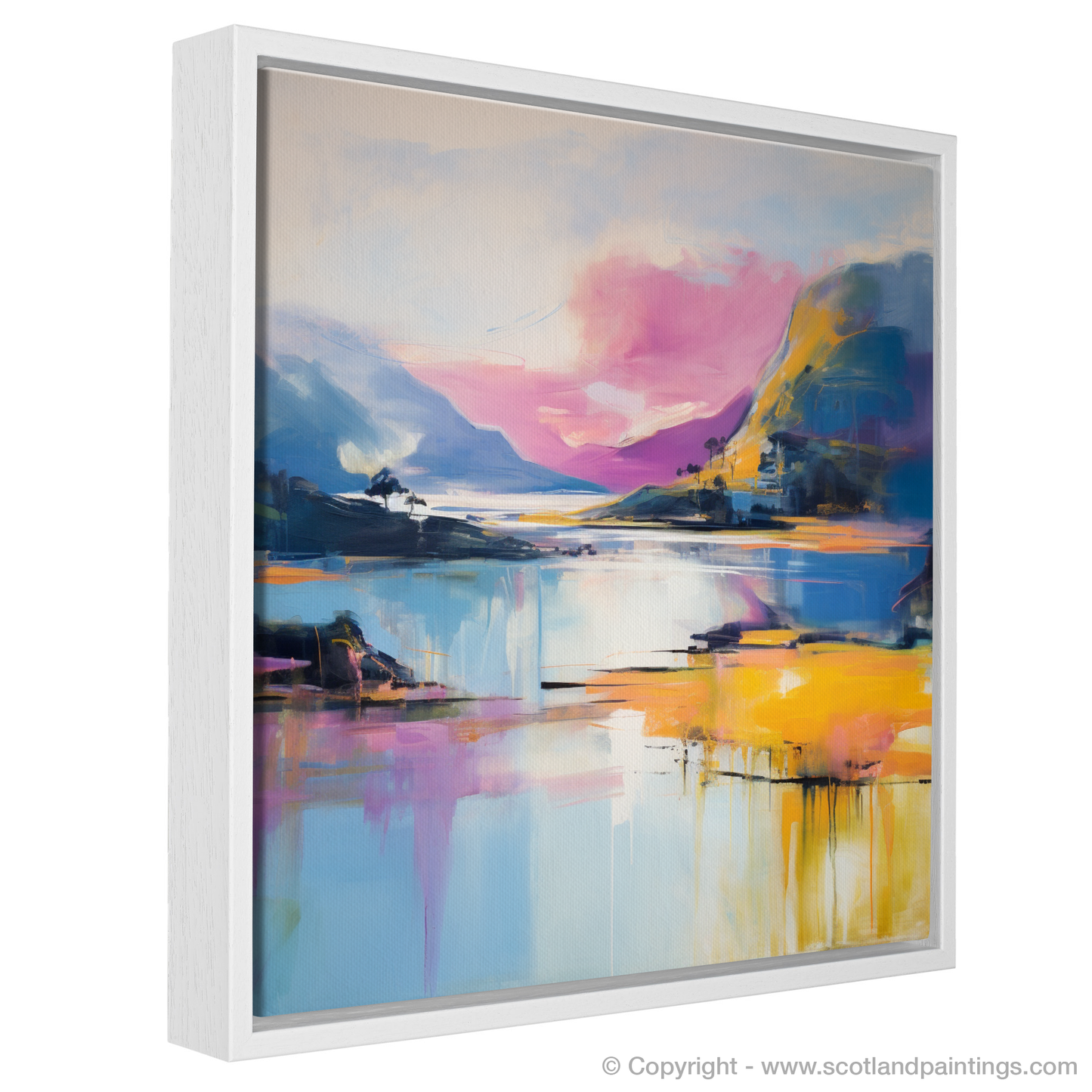 Painting and Art Print of Loch Morar, Highlands in summer entitled "Highland Mirage: Loch Morar in Summer Abstraction".