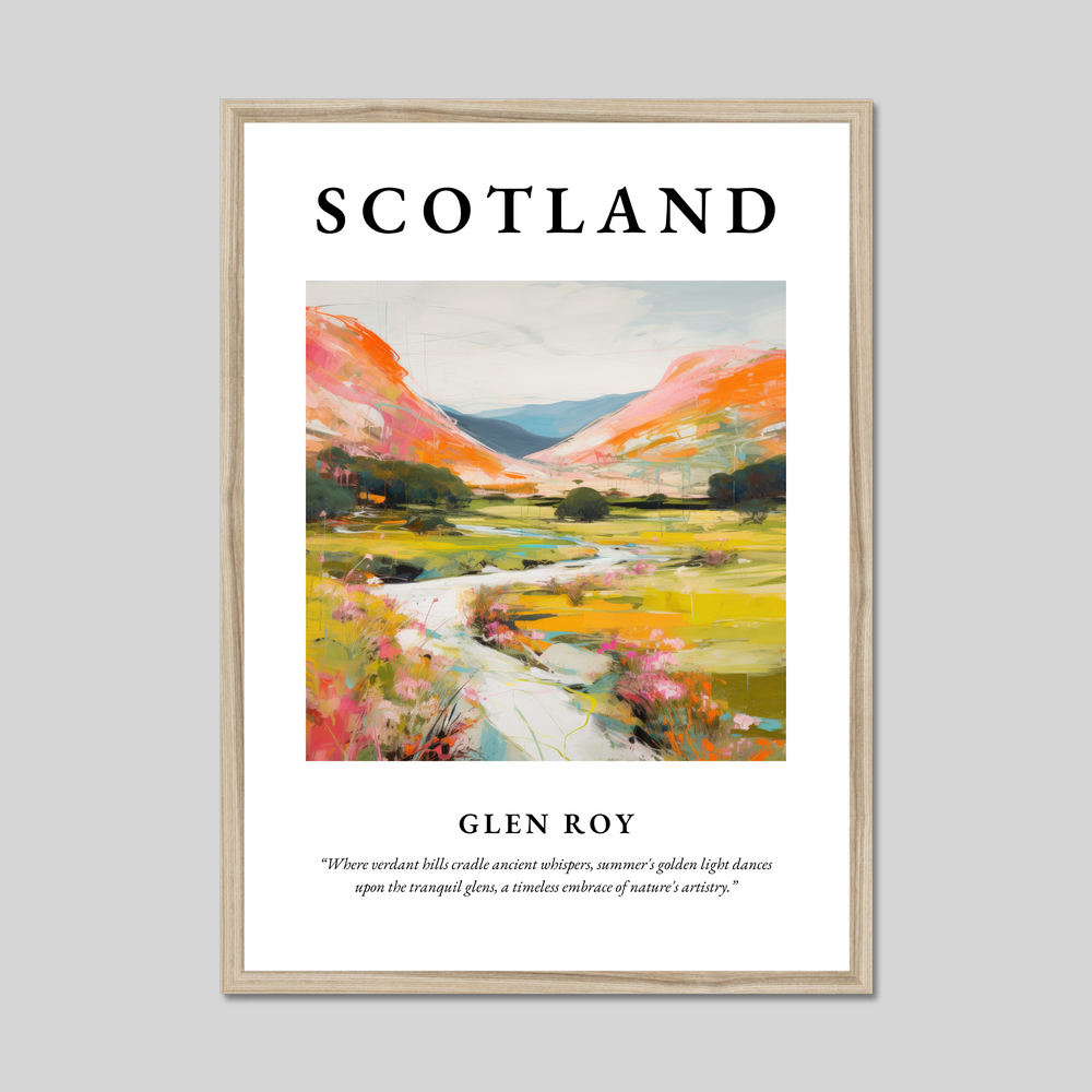 Poster in a natural frame with the word Scotland