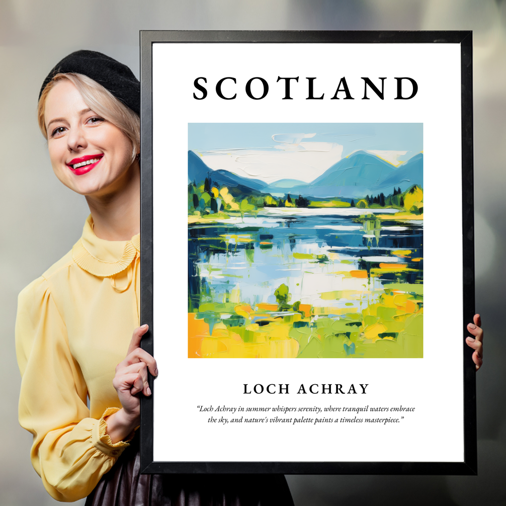 Person holding a poster of Loch Achray