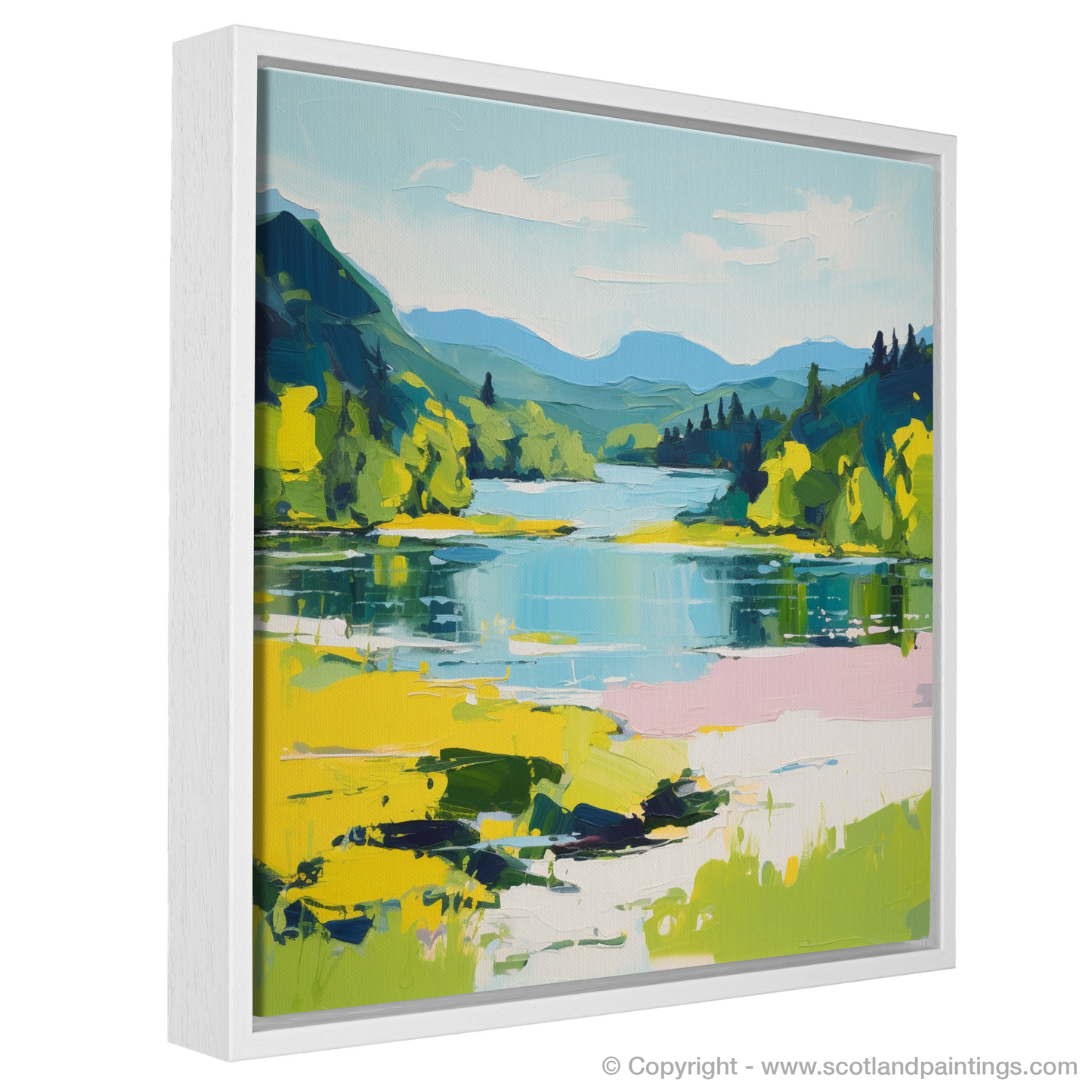 Painting and Art Print of Loch Achray in summer. Summer Splendour at Loch Achray.