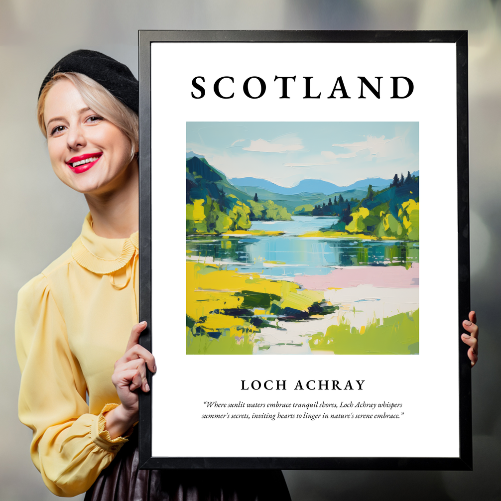 Person holding a poster of Loch Achray