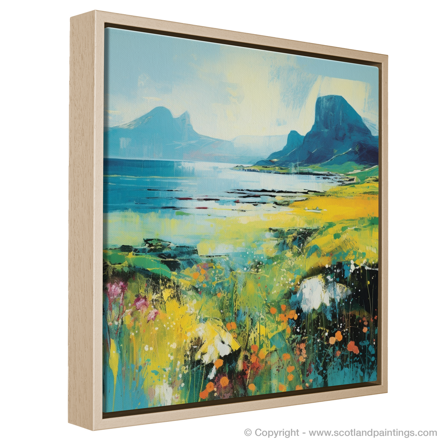 Painting and Art Print of Isle of Eigg, Inner Hebrides in summer entitled "Scottish Summer Symphony: An Abstract Ode to Isle of Eigg".