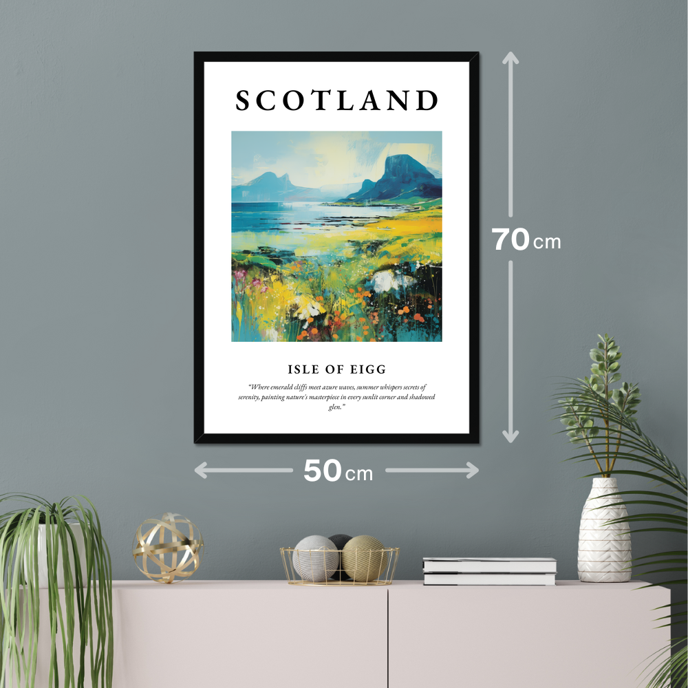 Poster of Isle of Eigg hanging on a wall