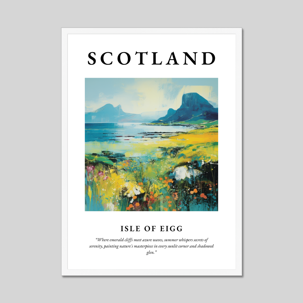 Poster in a white frame with the word Scotland