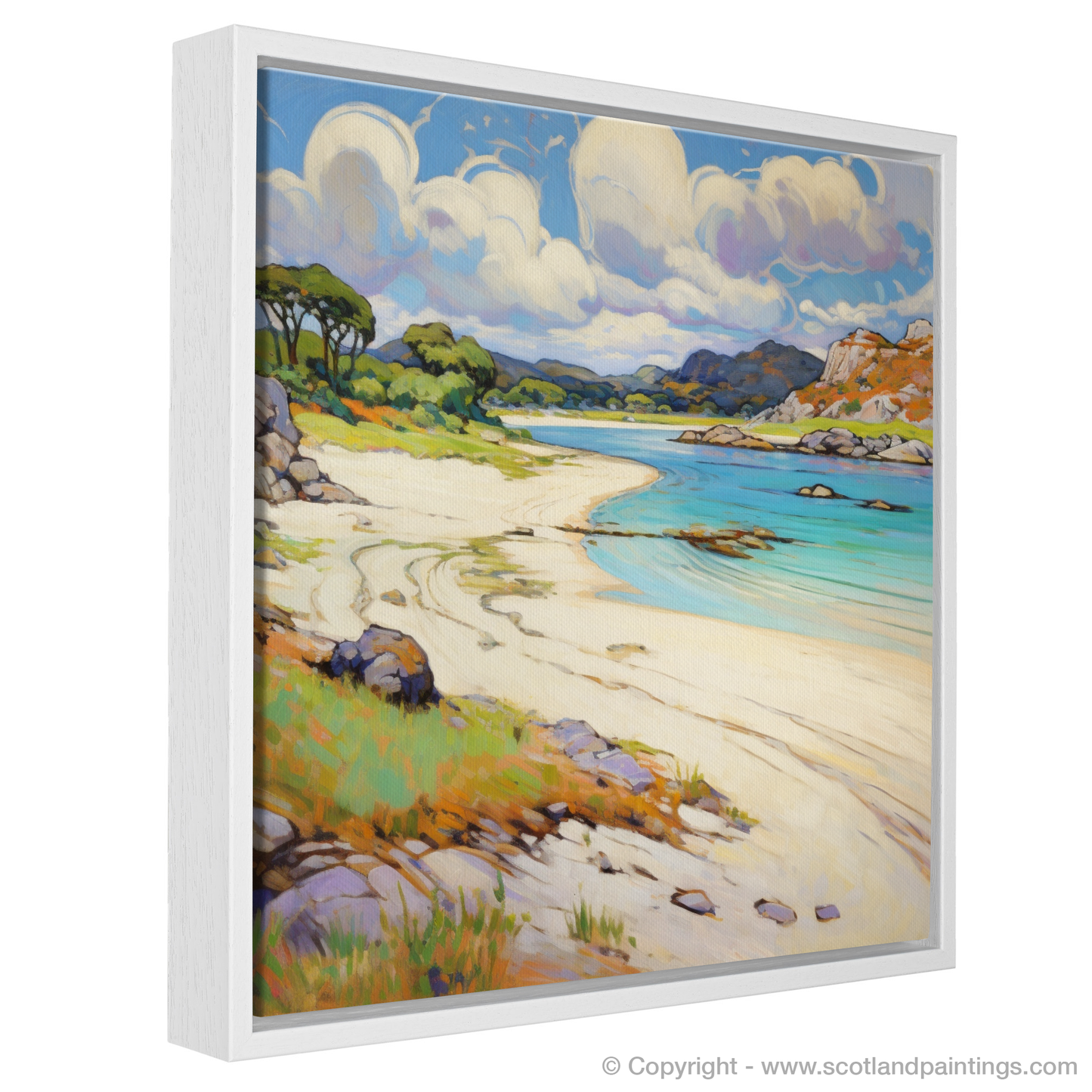 Painting and Art Print of Silver Sands of Morar in summer entitled "Summer Serenade at Silver Sands of Morar".