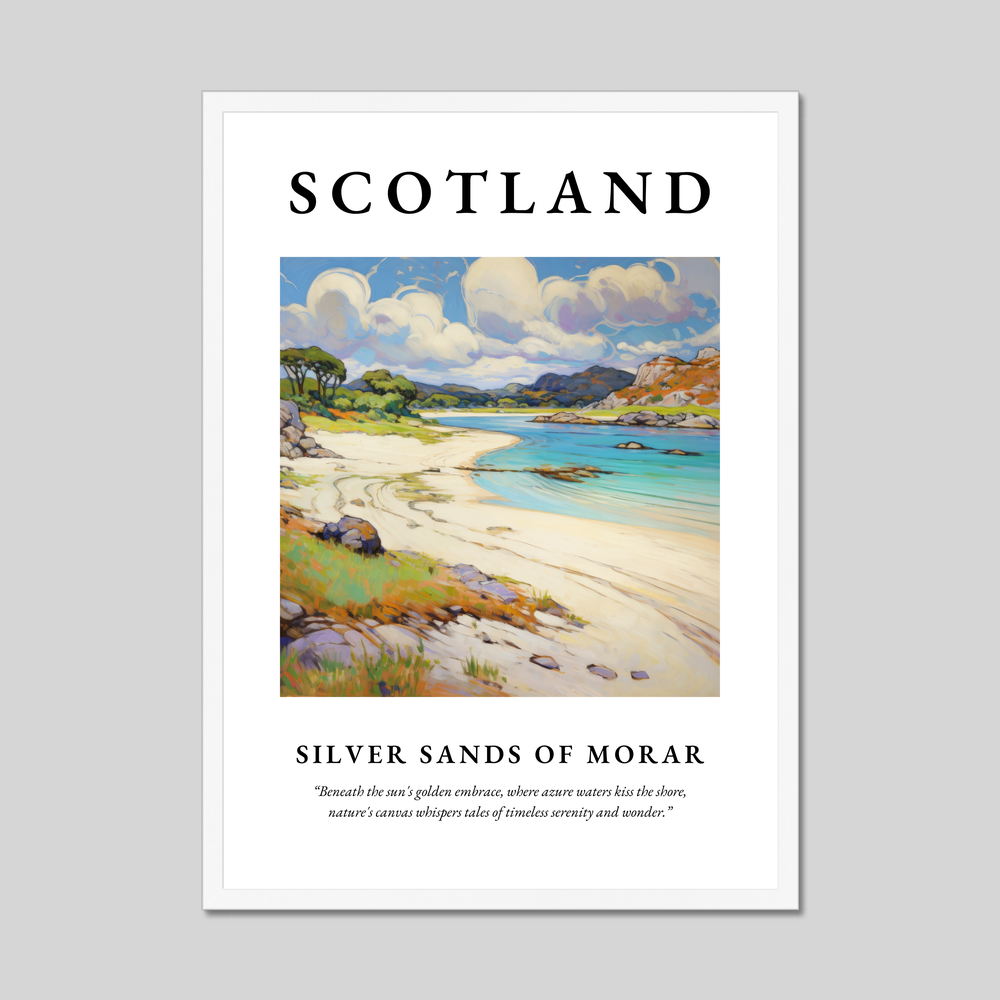 Poster in a white frame with the word Scotland