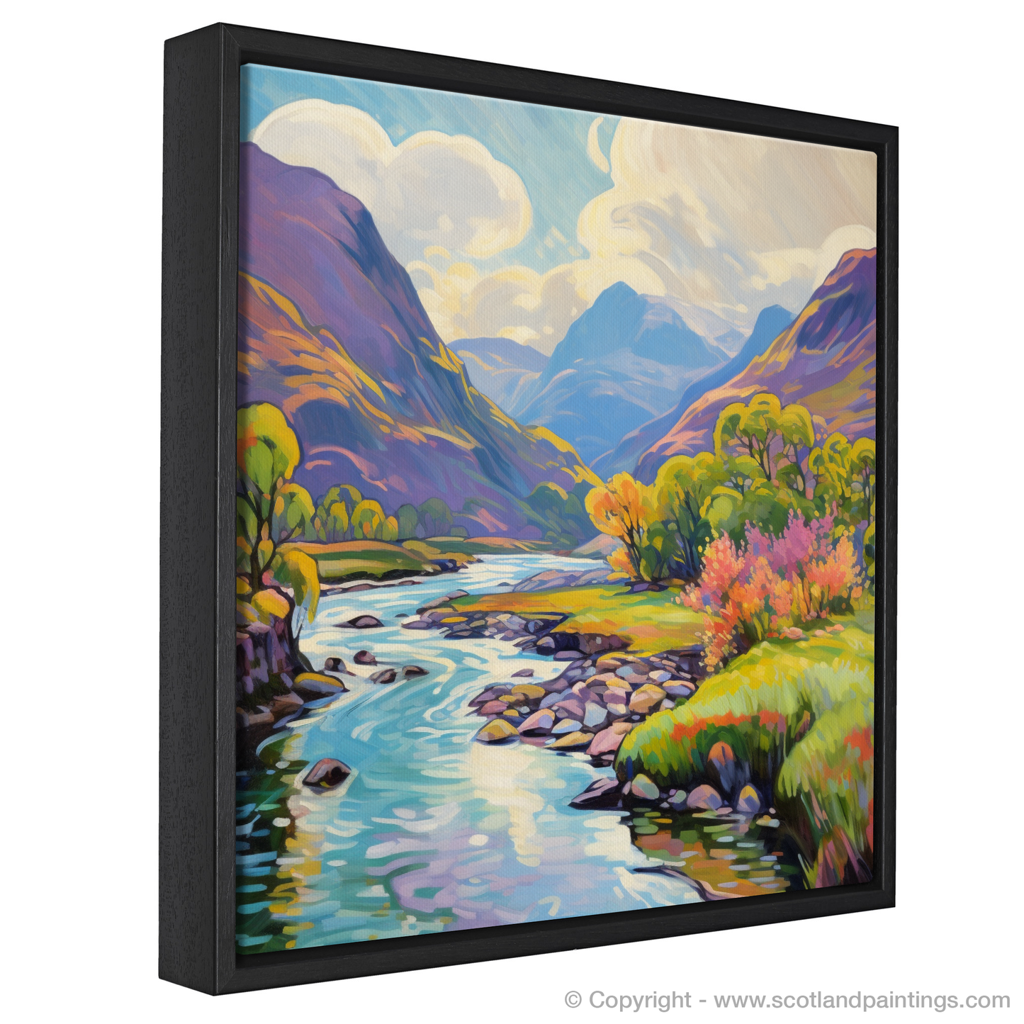 Painting and Art Print of River in Glencoe during summer entitled "Summer Serenade on the River in Glencoe".