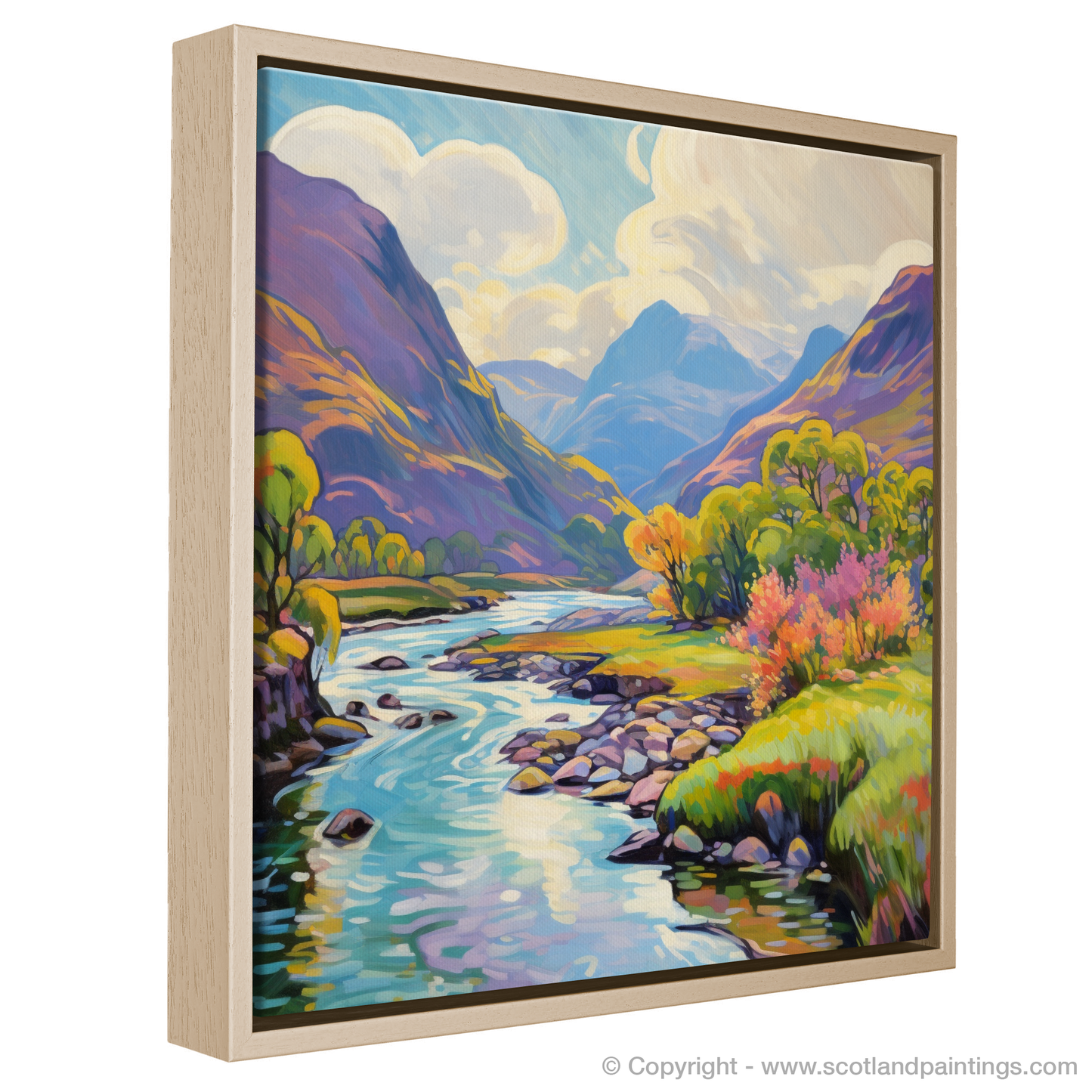 Painting and Art Print of River in Glencoe during summer entitled "Summer Serenade on the River in Glencoe".