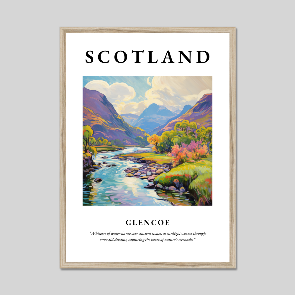 Poster in a natural frame with the word Scotland