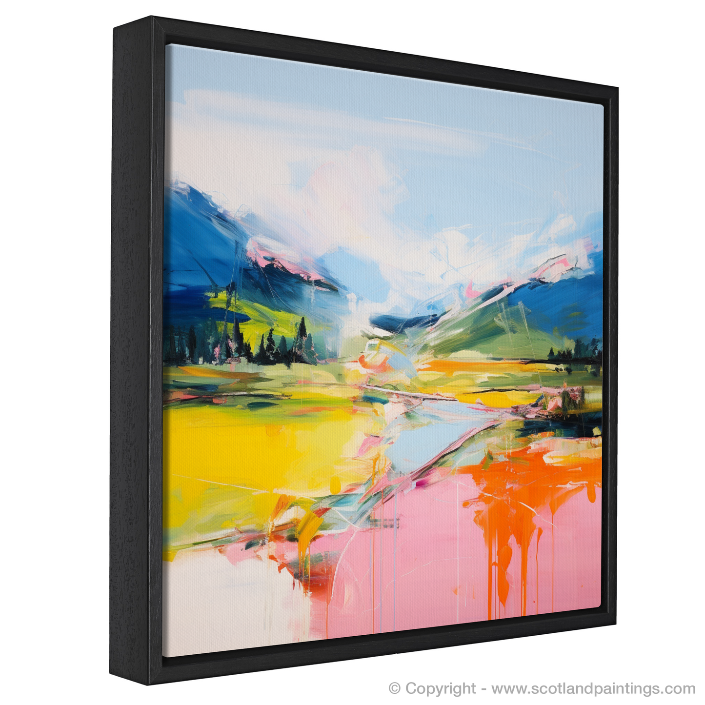 Painting and Art Print of Glen Esk, Angus in summer entitled "Summer's Embrace: An Abstract Glen Esk Ode".