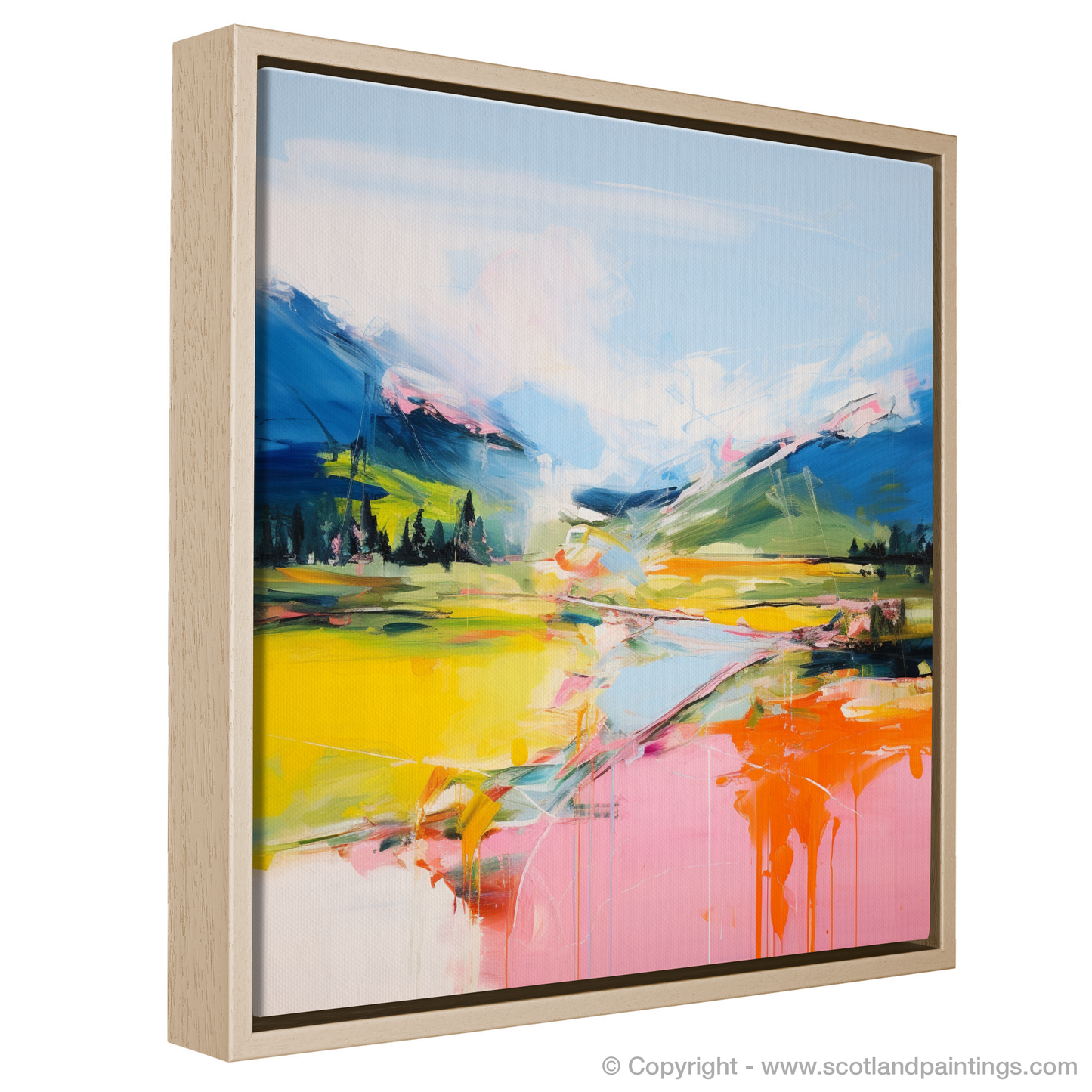 Painting and Art Print of Glen Esk, Angus in summer entitled "Summer's Embrace: An Abstract Glen Esk Ode".