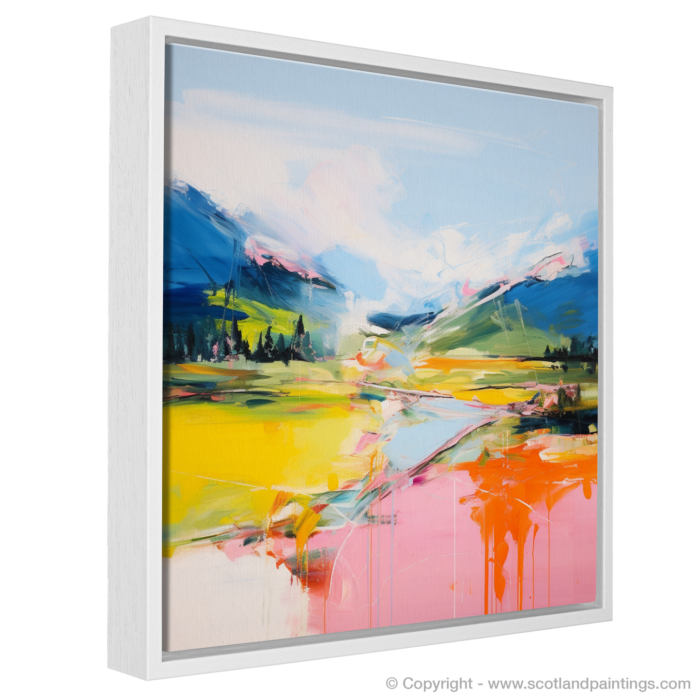 Painting and Art Print of Glen Esk, Angus in summer entitled "Summer's Embrace: An Abstract Glen Esk Ode".