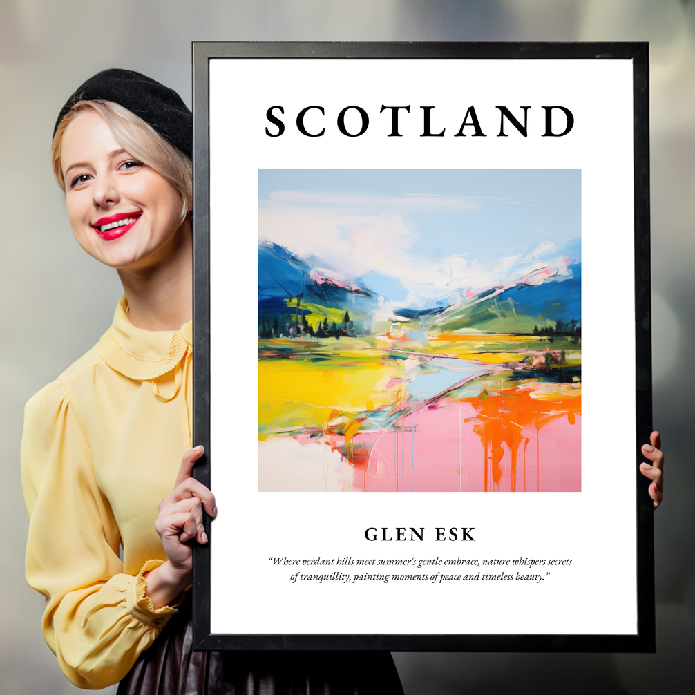 Person holding a poster of Glen Esk