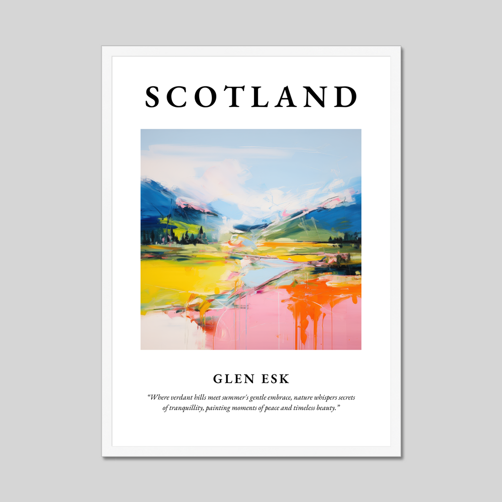 Poster in a white frame with the word Scotland