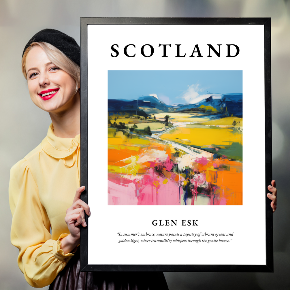 Person holding a poster of Glen Esk