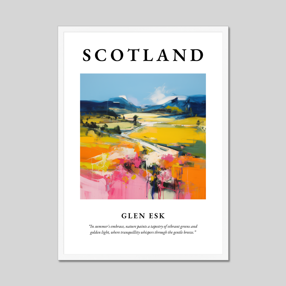 Poster in a white frame with the word Scotland