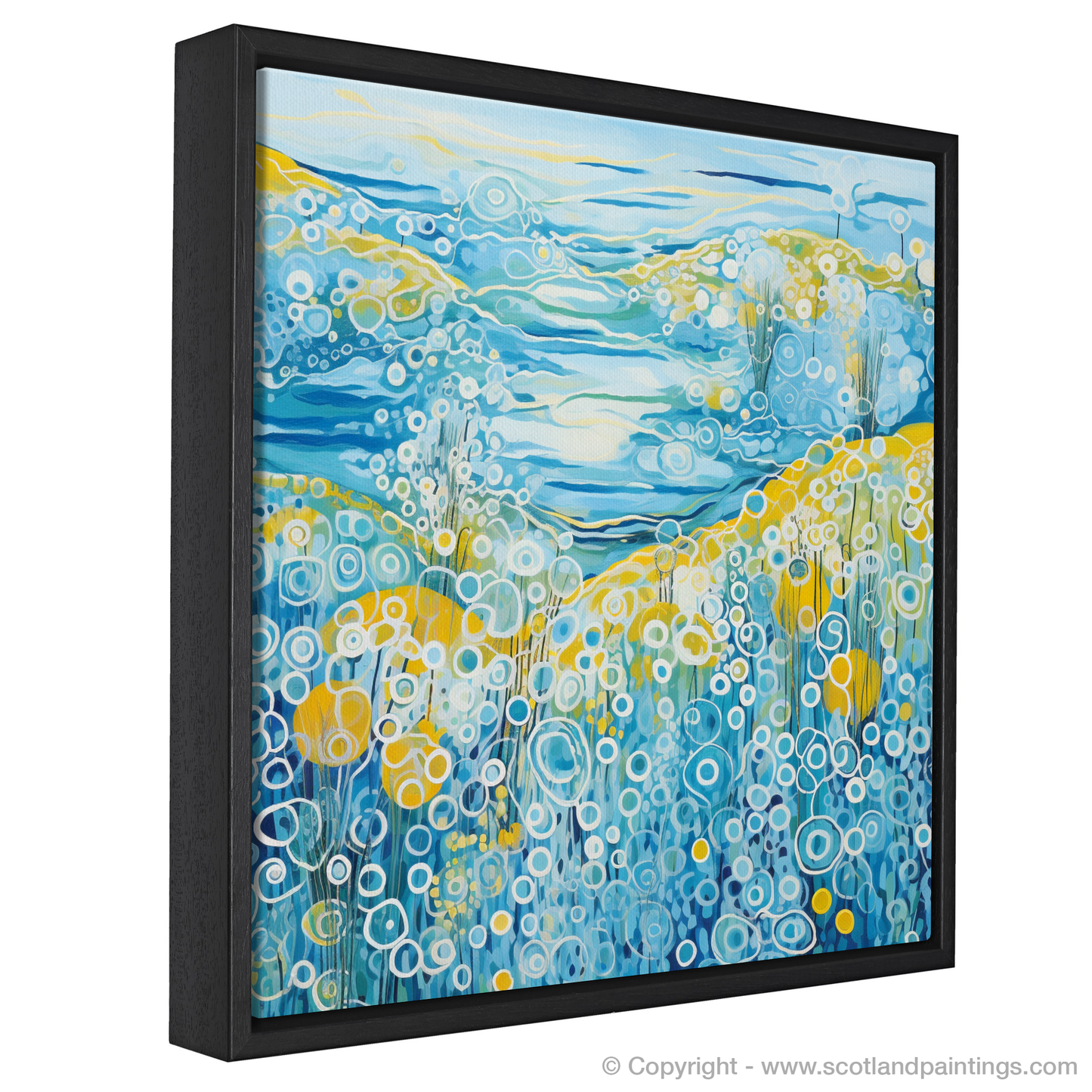 Painting and Art Print of Isle of Barra, Outer Hebrides in summer entitled "Isle of Barra Summer Essence: An Abstract Ode to the Hebridean Vibrance".