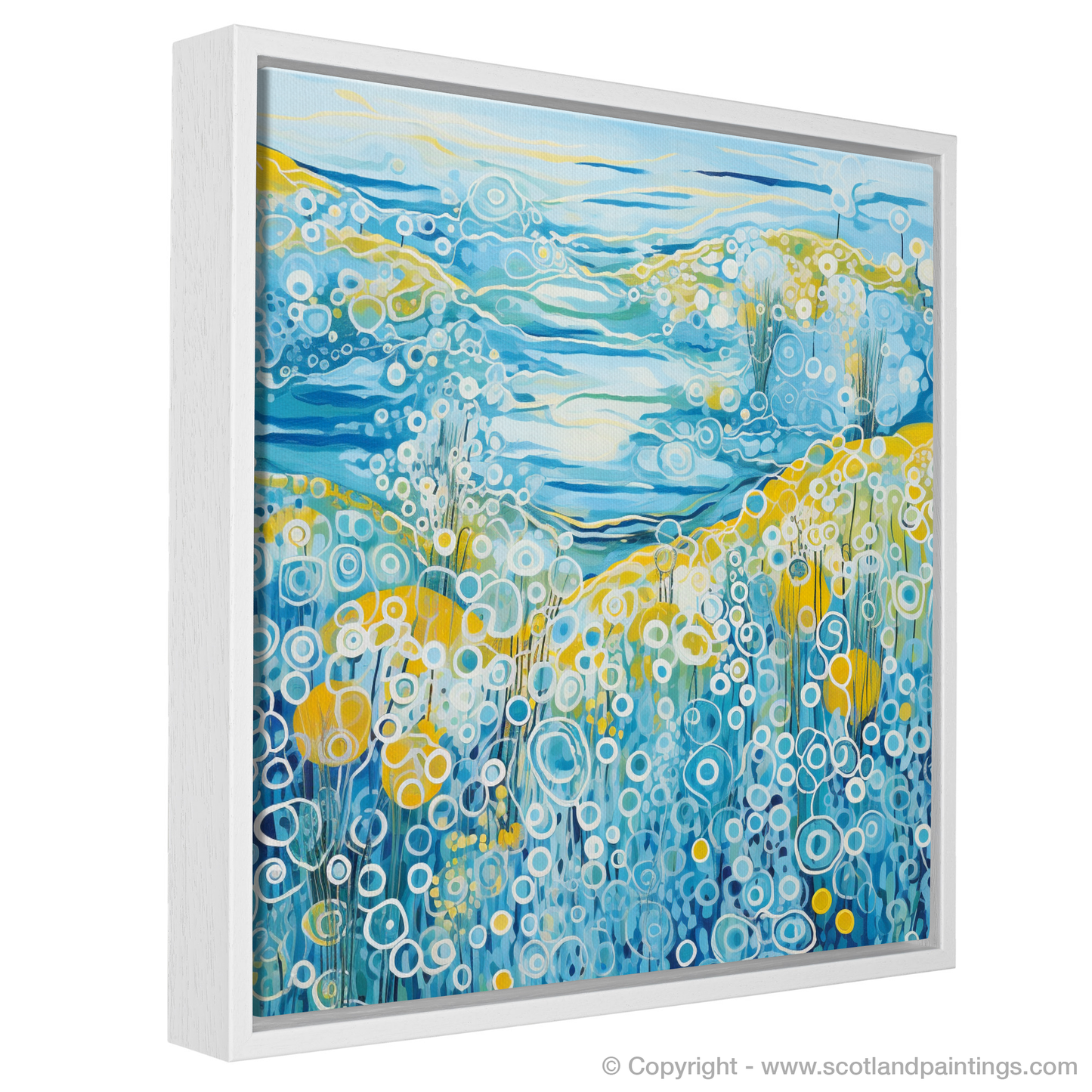 Painting and Art Print of Isle of Barra, Outer Hebrides in summer entitled "Isle of Barra Summer Essence: An Abstract Ode to the Hebridean Vibrance".