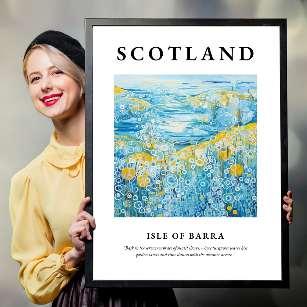 Person holding a poster of Isle of Barra