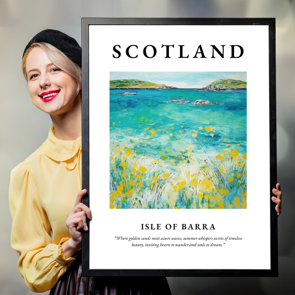 Person holding a poster of Isle of Barra