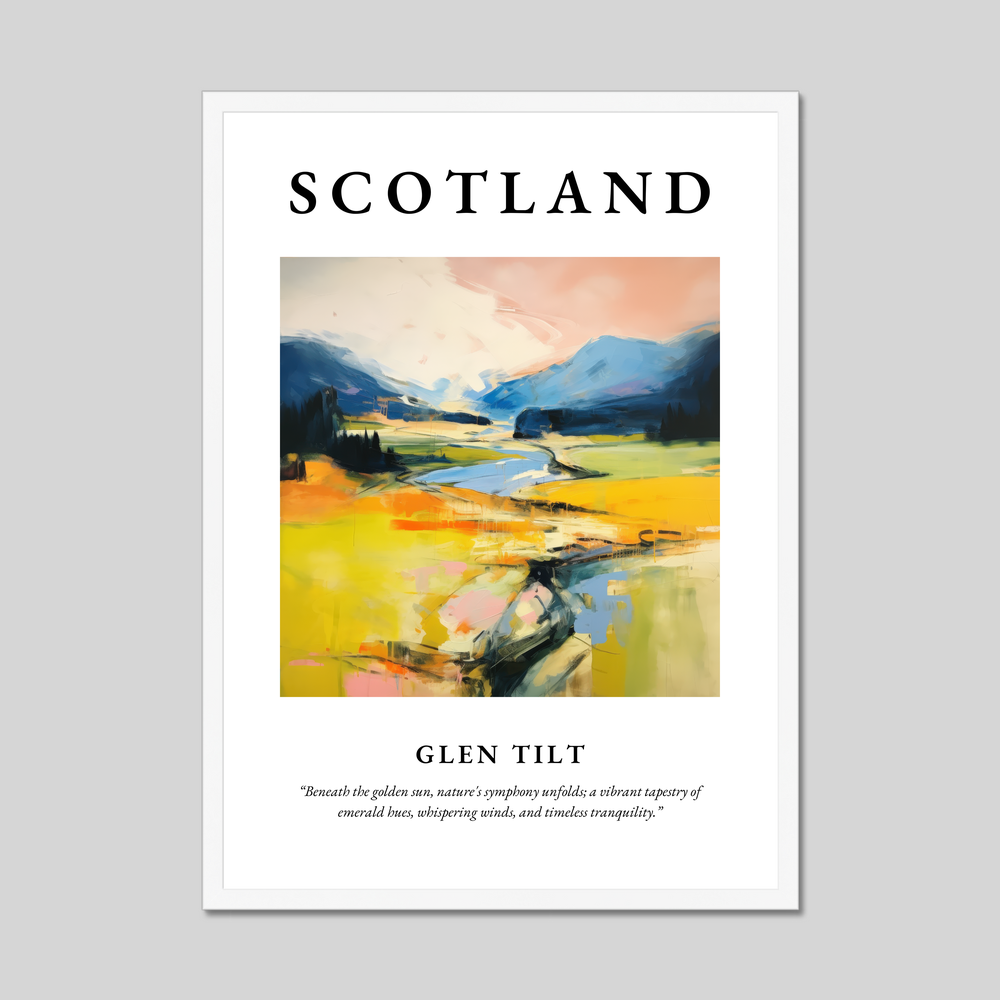 Poster in a white frame with the word Scotland