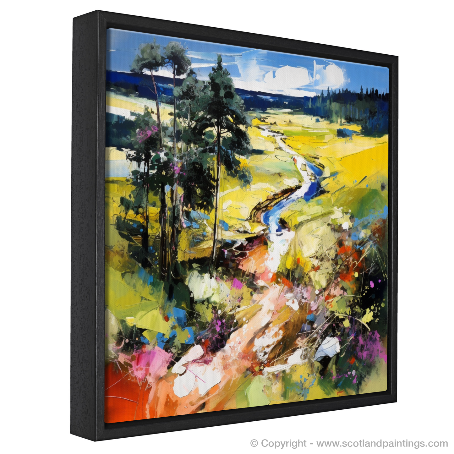 Painting and Art Print of Glen Tanar, Aberdeenshire in summer entitled "Summer Symphony in Glen Tanar".