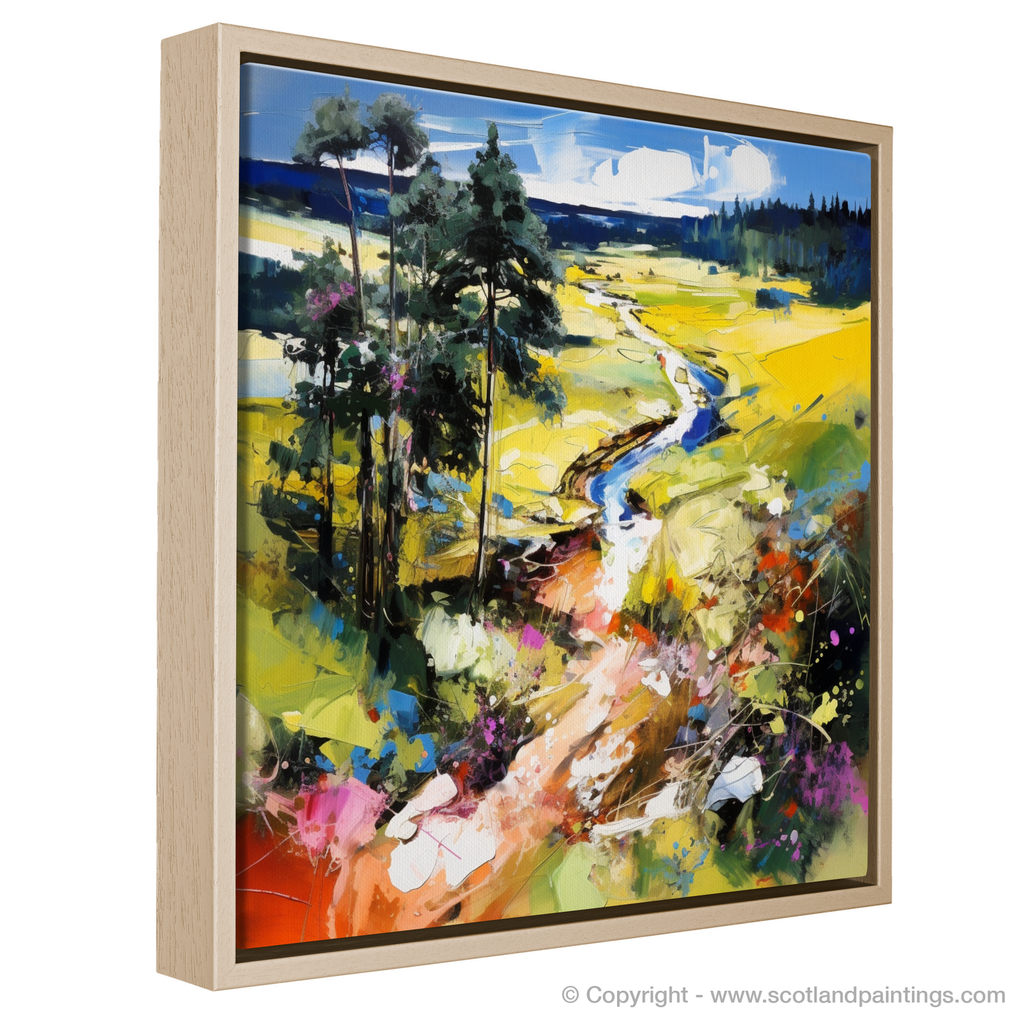 Painting and Art Print of Glen Tanar, Aberdeenshire in summer entitled "Summer Symphony in Glen Tanar".