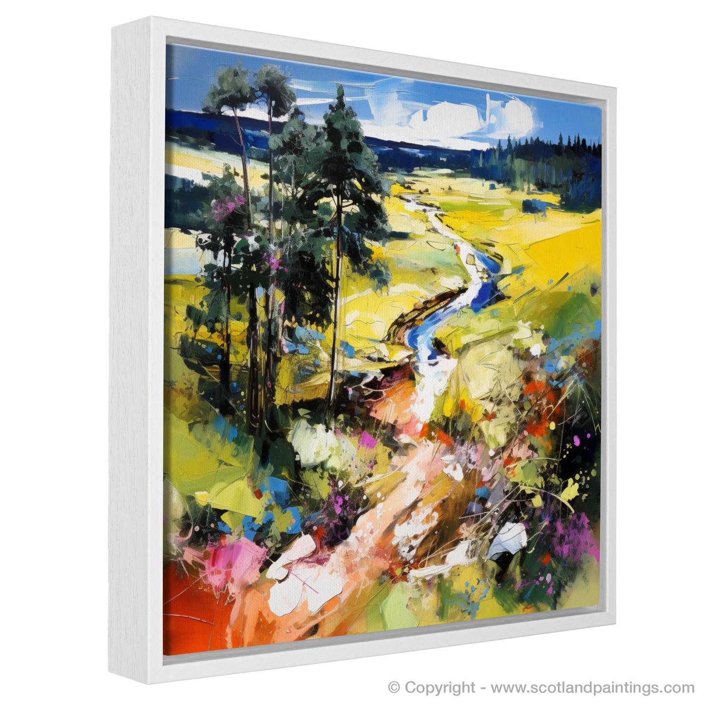 Painting and Art Print of Glen Tanar, Aberdeenshire in summer entitled "Summer Symphony in Glen Tanar".