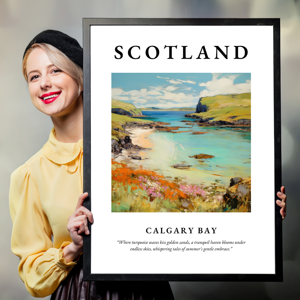 Person holding a poster of Calgary Bay