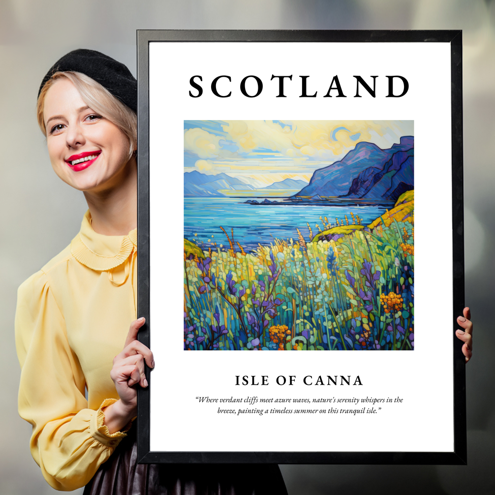 Person holding a poster of Isle of Canna