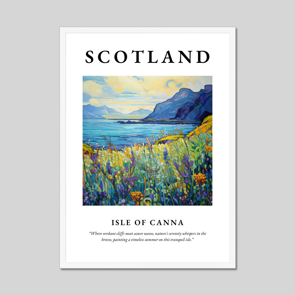 Poster in a white frame with the word Scotland