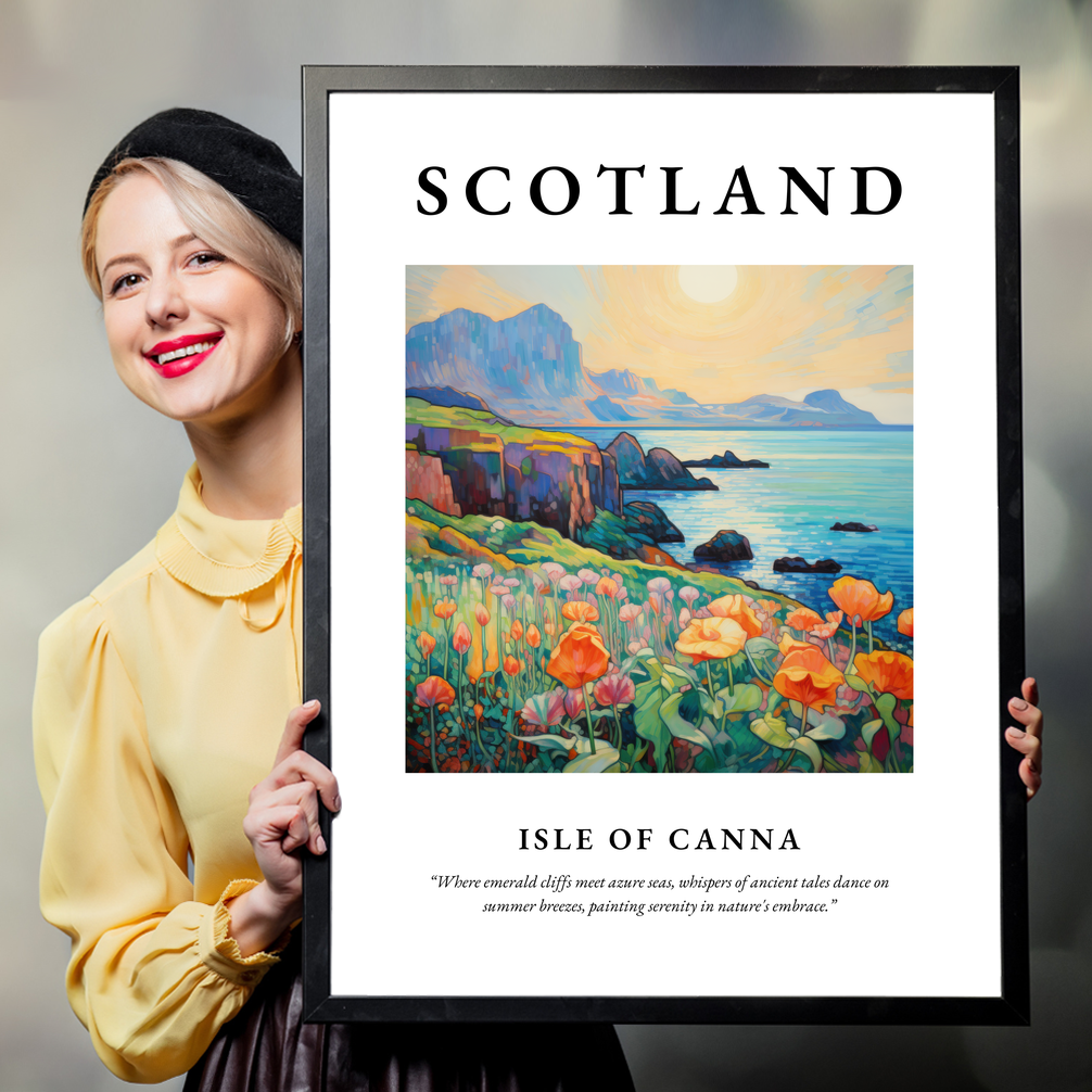 Person holding a poster of Isle of Canna