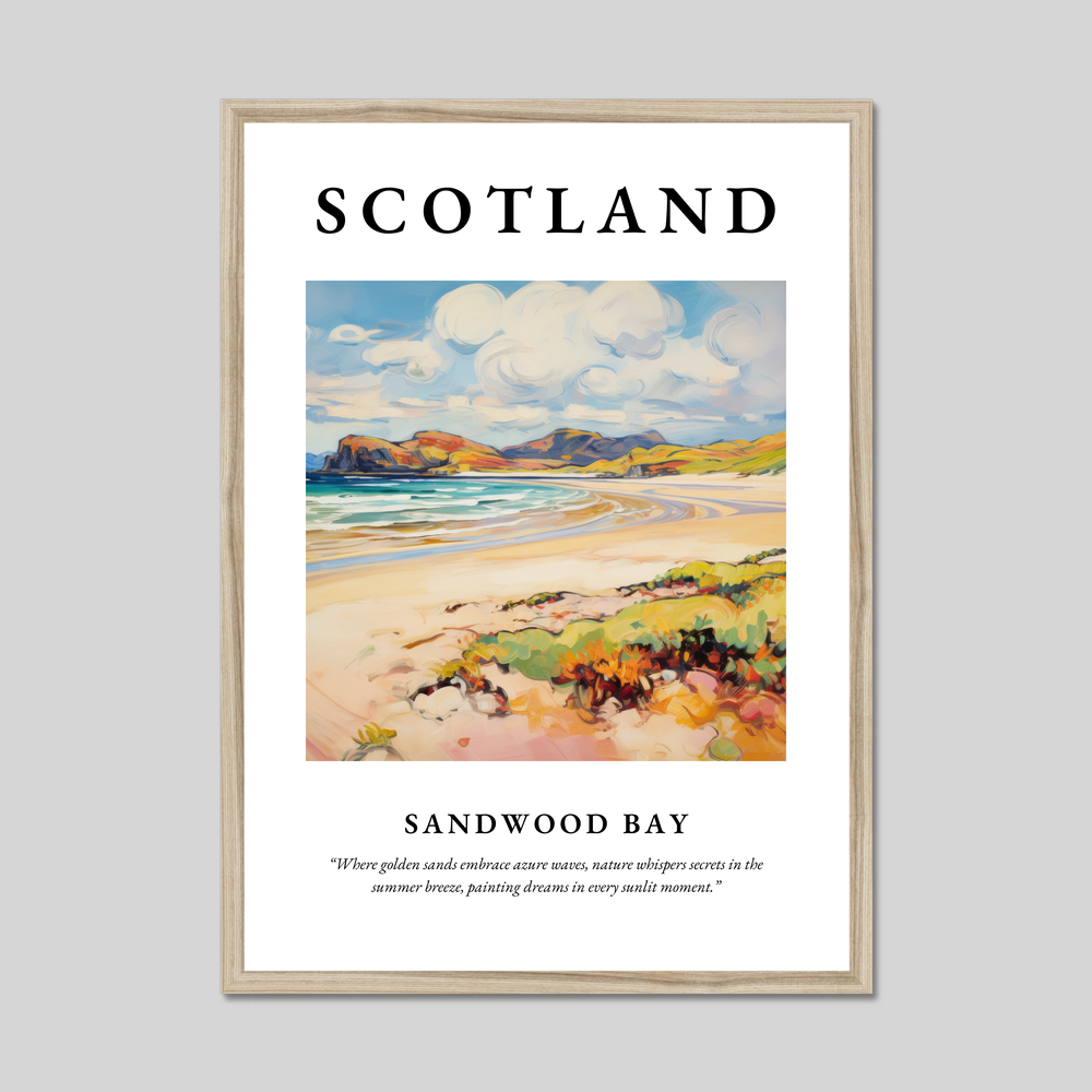 Poster in a natural frame with the word Scotland