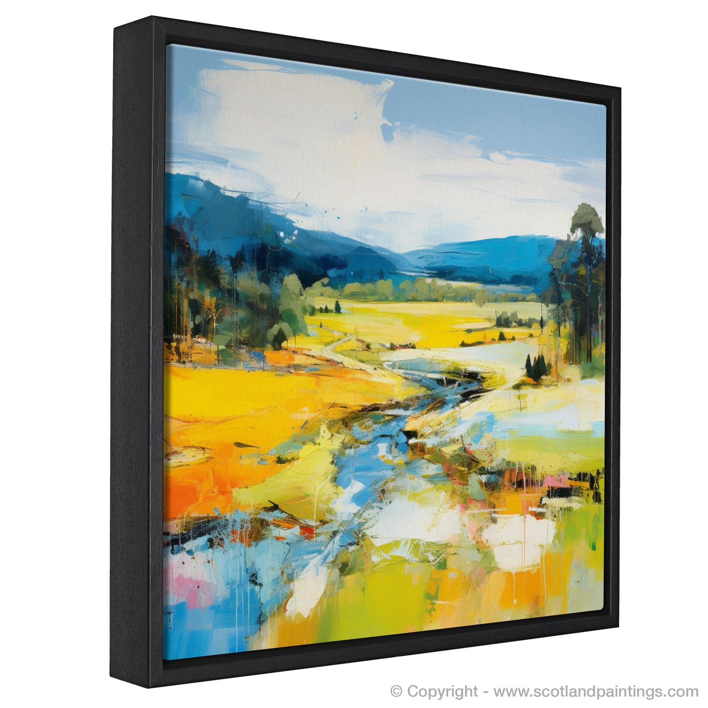 Painting and Art Print of Glen Tanar, Aberdeenshire in summer entitled "Summer Essence of Glen Tanar: An Abstract Interpretation".