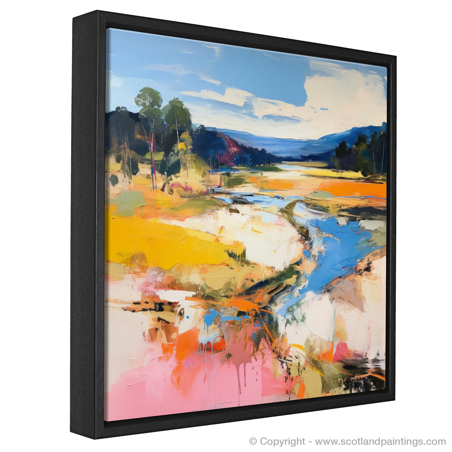 Painting and Art Print of Glen Tanar, Aberdeenshire in summer entitled "Summer Blaze of Glen Tanar".