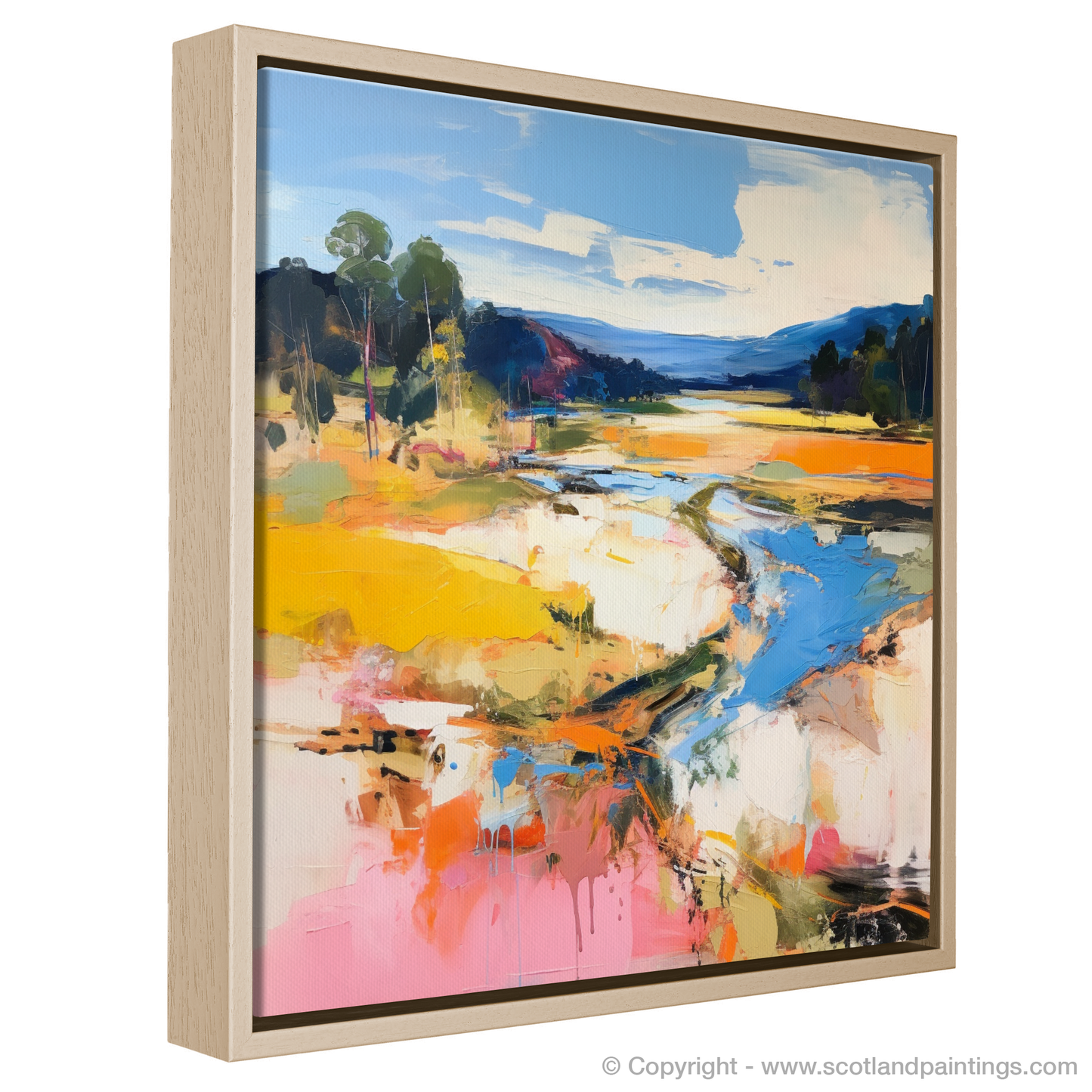 Painting and Art Print of Glen Tanar, Aberdeenshire in summer entitled "Summer Blaze of Glen Tanar".