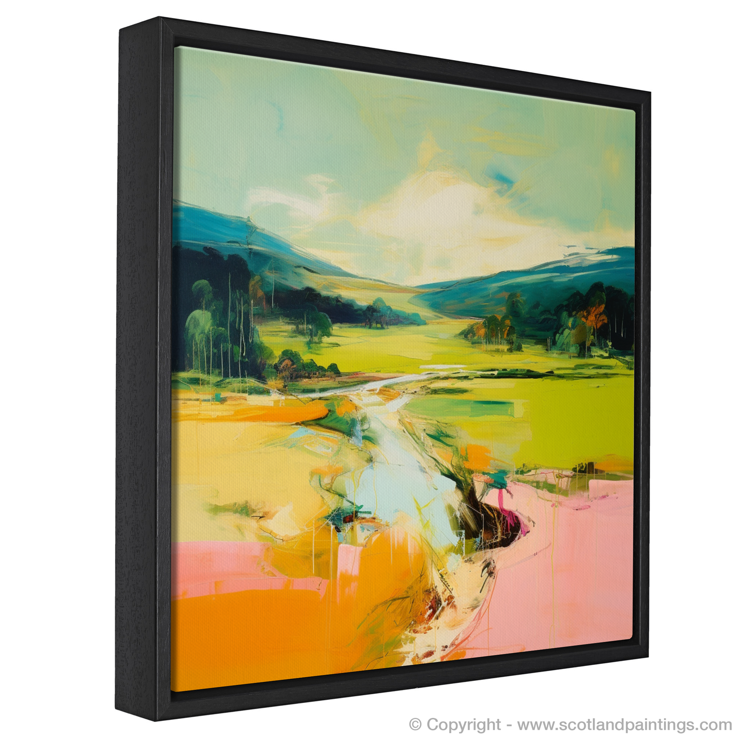 Painting and Art Print of Glen Tanar, Aberdeenshire in summer entitled "Aberdeenshire Summer Essence: An Abstract Glen Tanar Tribute".