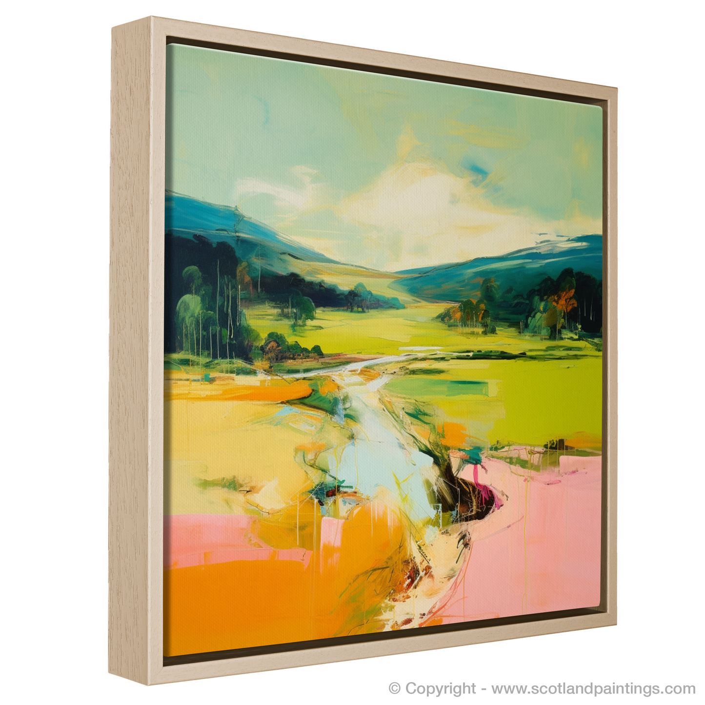 Painting and Art Print of Glen Tanar, Aberdeenshire in summer entitled "Aberdeenshire Summer Essence: An Abstract Glen Tanar Tribute".