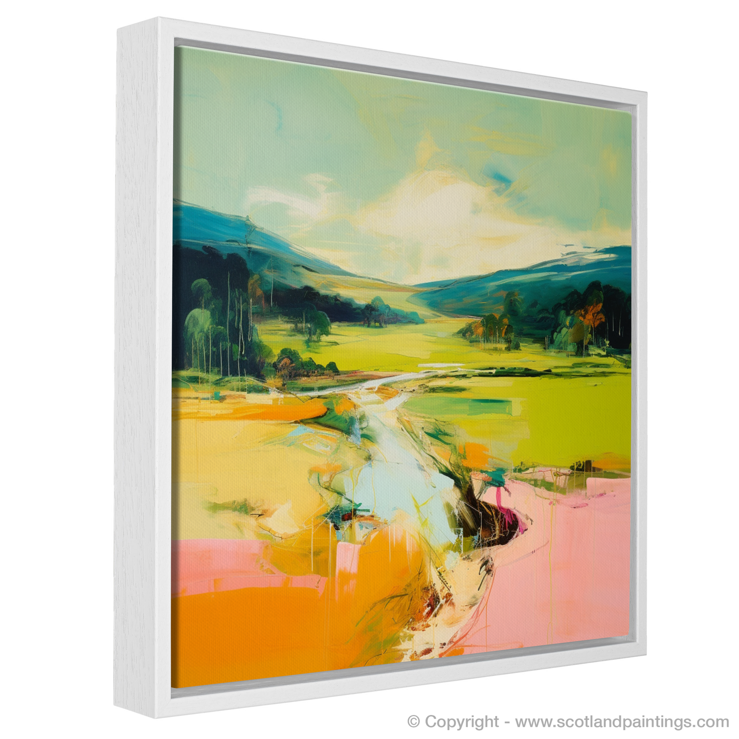 Painting and Art Print of Glen Tanar, Aberdeenshire in summer entitled "Aberdeenshire Summer Essence: An Abstract Glen Tanar Tribute".