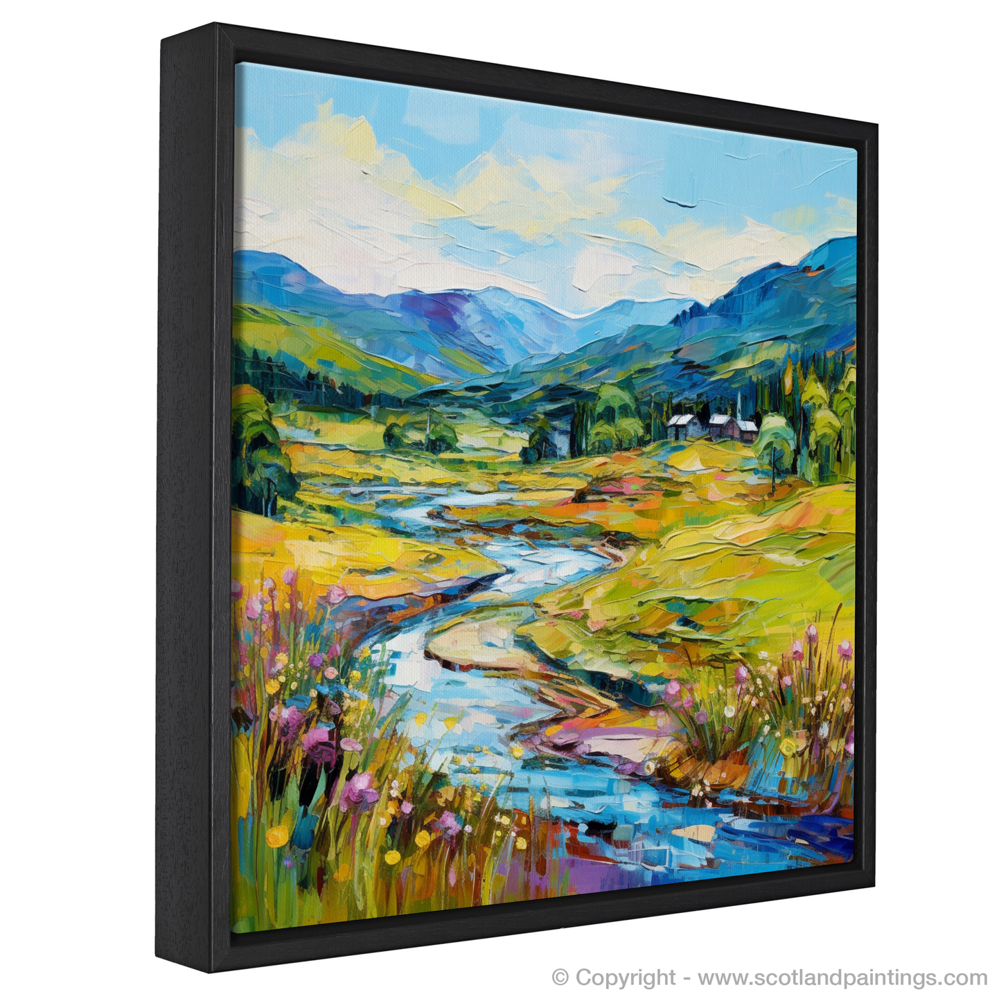 Painting and Art Print of Glen Garry, Highlands in summer entitled "Summer Serenity in Glen Garry Highlands".