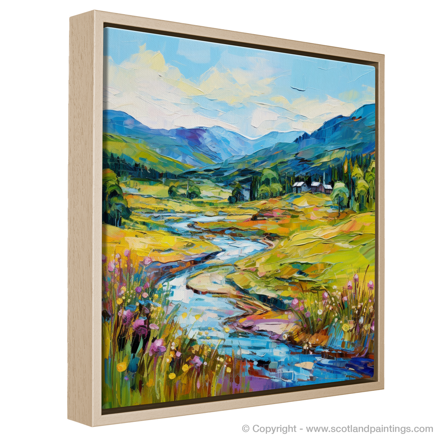 Painting and Art Print of Glen Garry, Highlands in summer entitled "Summer Serenity in Glen Garry Highlands".