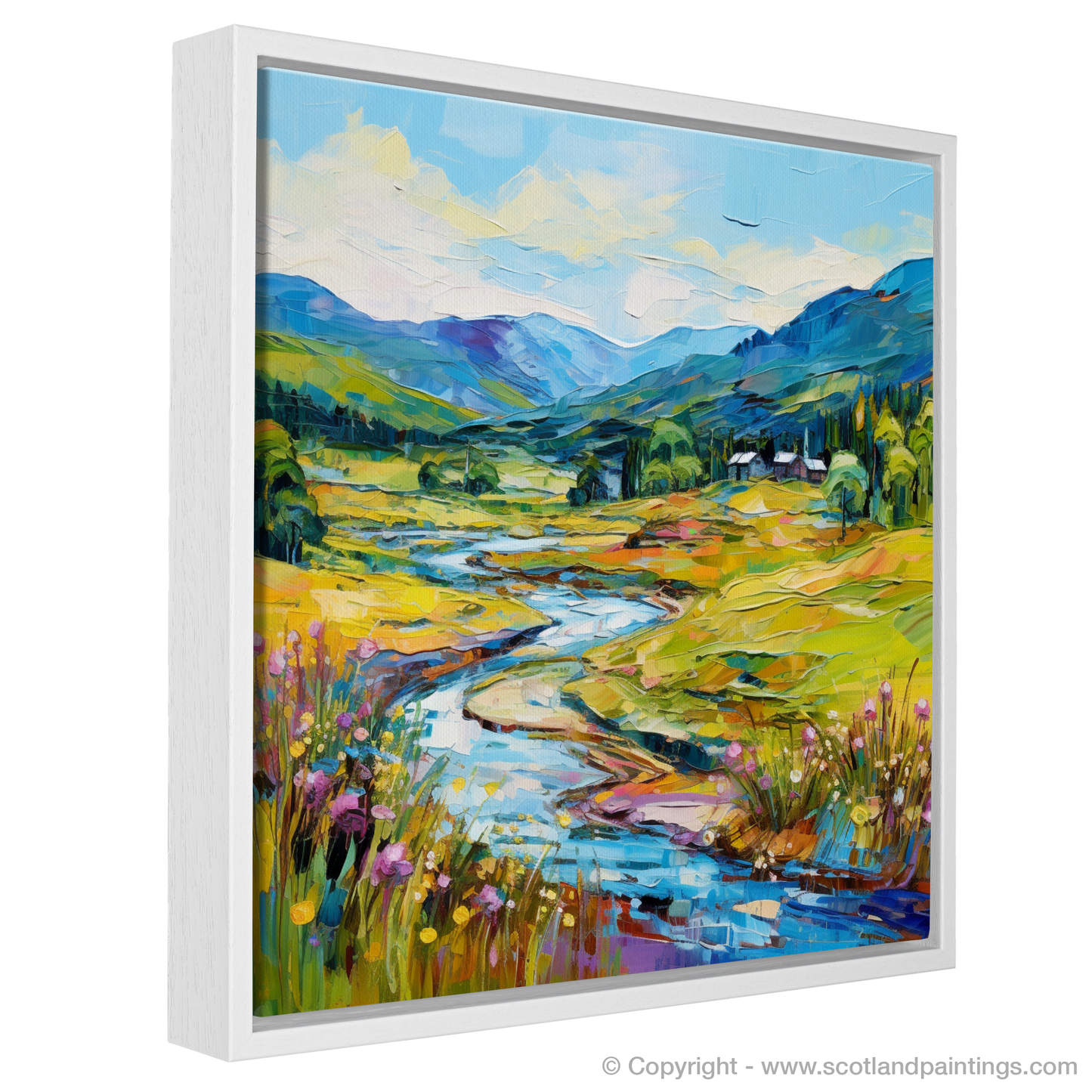 Painting and Art Print of Glen Garry, Highlands in summer entitled "Summer Serenity in Glen Garry Highlands".