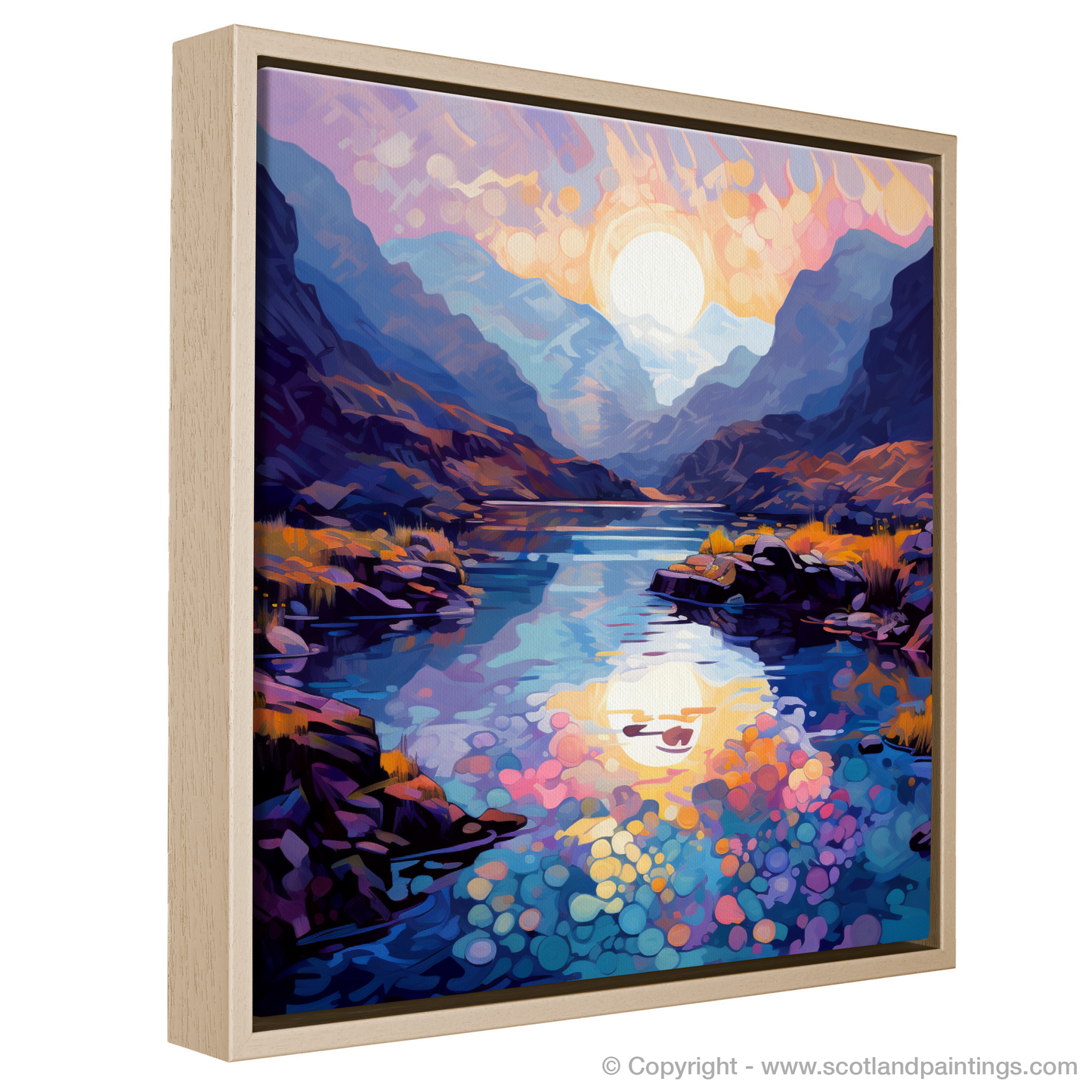 Painting and Art Print of Isle of Skye Fairy Pools at dusk in summer entitled "Dusk at the Fairy Pools: An Impressionist Ode to Highland Summer".