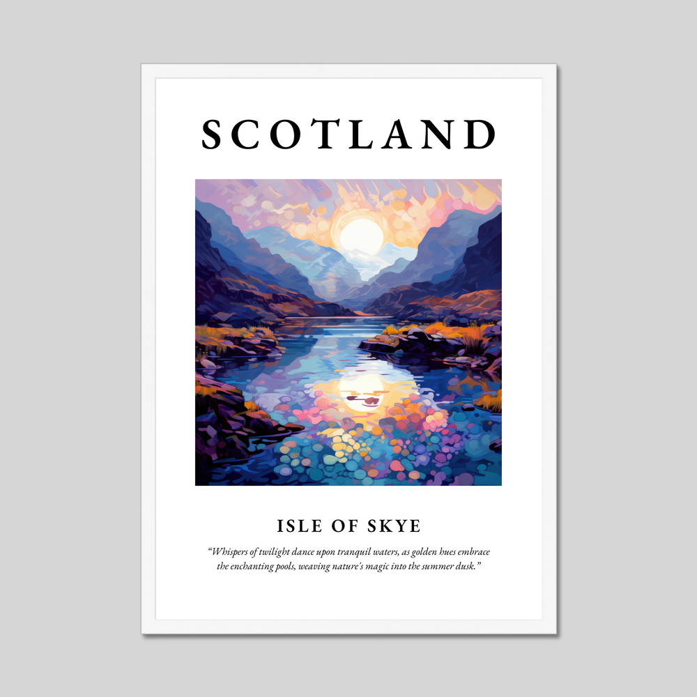 Poster in a white frame with the word Scotland