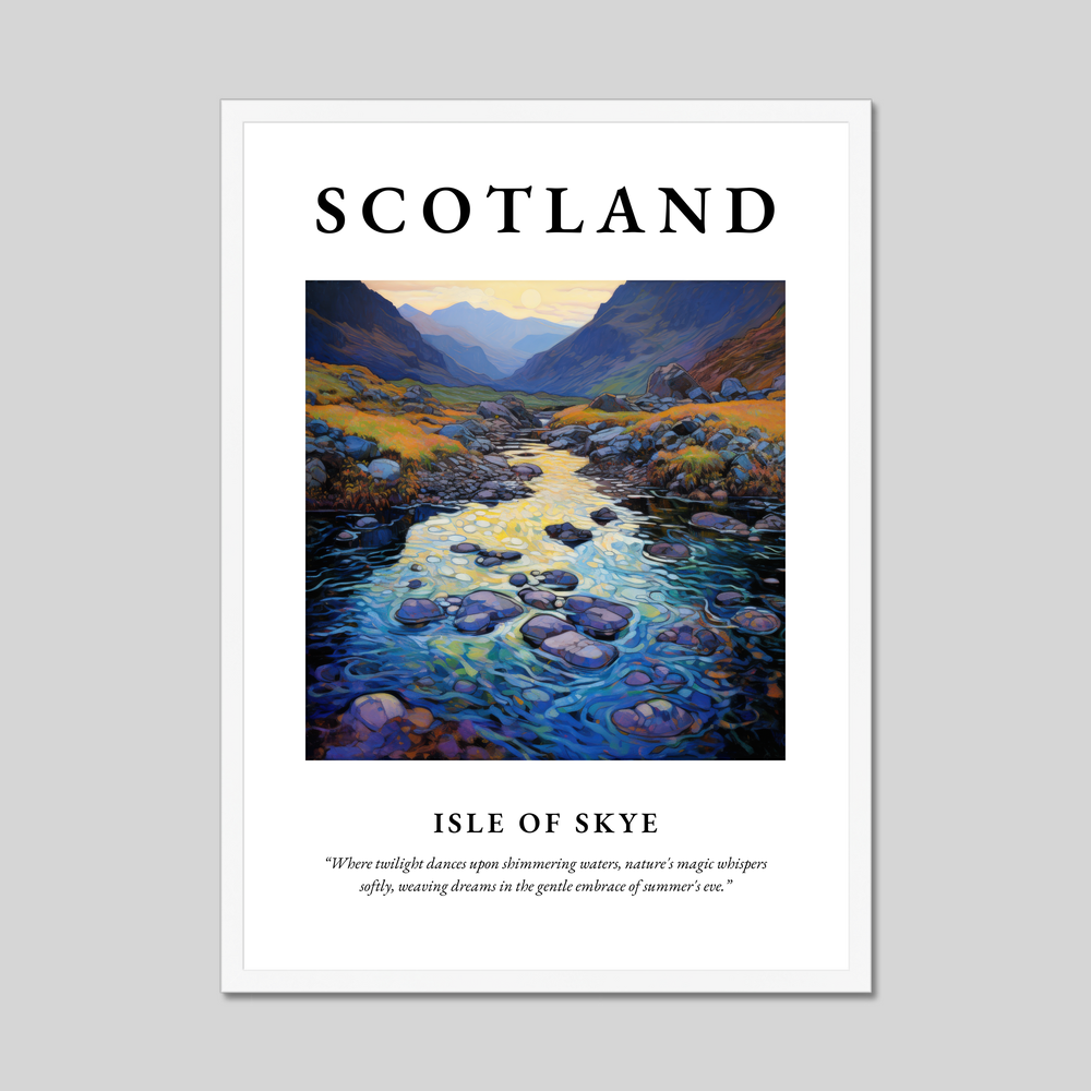 Poster in a white frame with the word Scotland