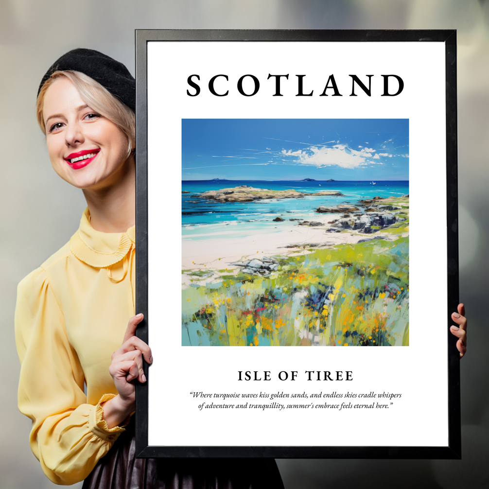 Person holding a poster of Isle of Tiree