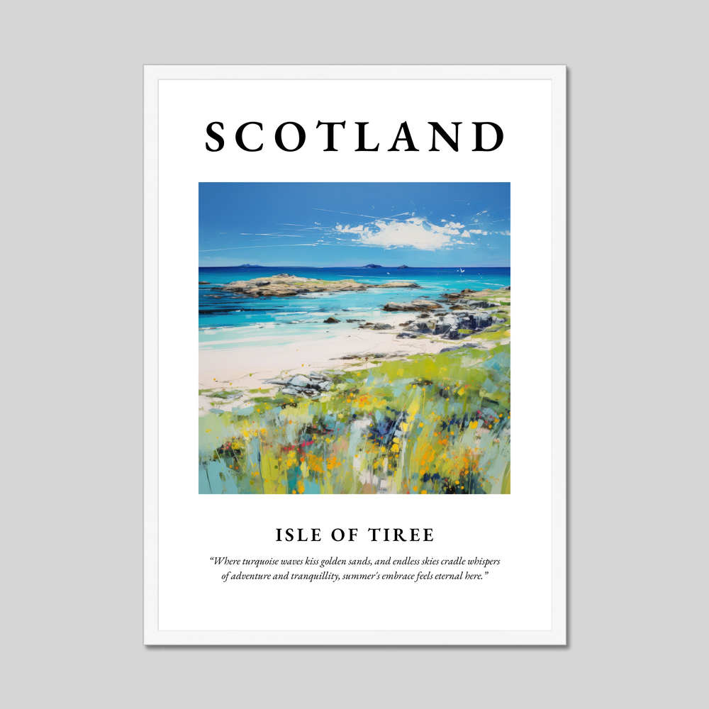 Poster in a white frame with the word Scotland