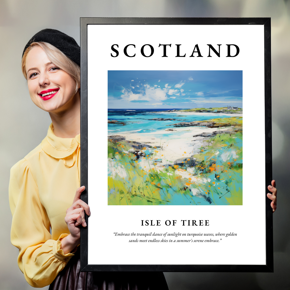 Person holding a poster of Isle of Tiree